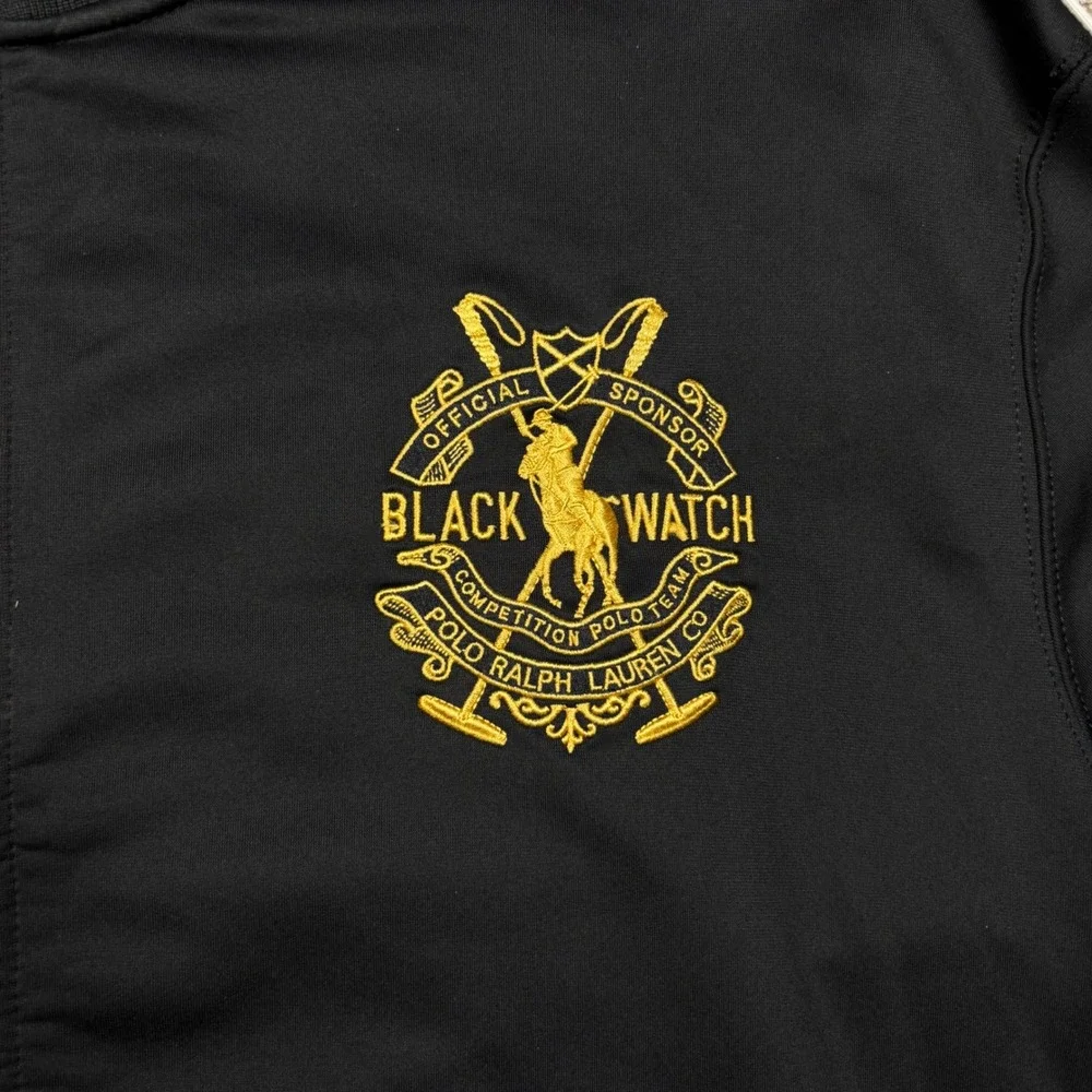 Polo Ralph Lauren Black Watch Polo Team Track‎ Jacket XL Black White Gold Zip